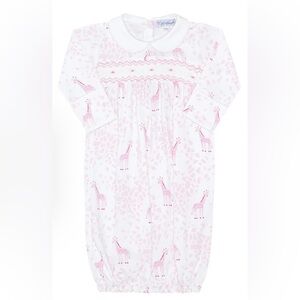 Nellapima Pink Giraffe Print Smocked Gown